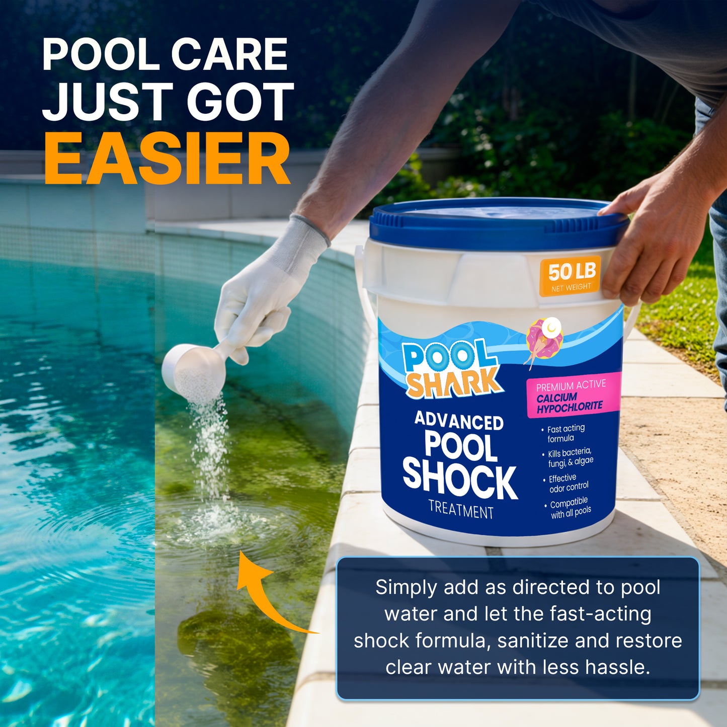 Calcium Hypochlorite Pool Shock – 50 lb Bucket
